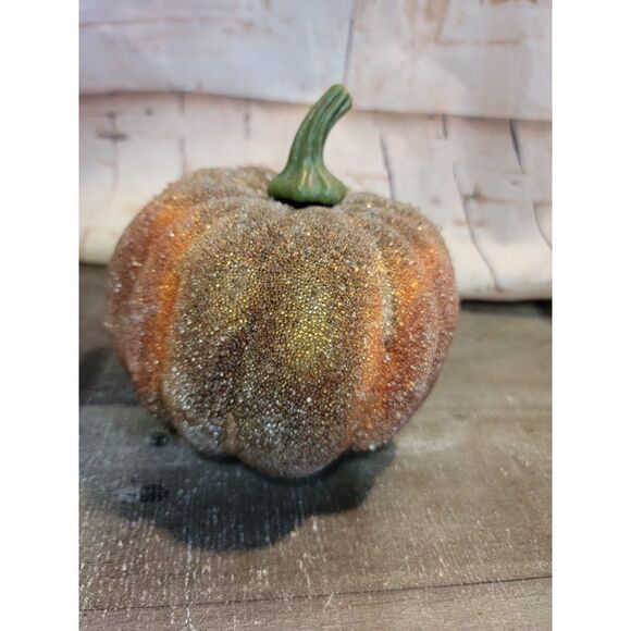 Shiny dark orange pumpkin Halloween fall Decor figure Harvest - Picture 5 of 7